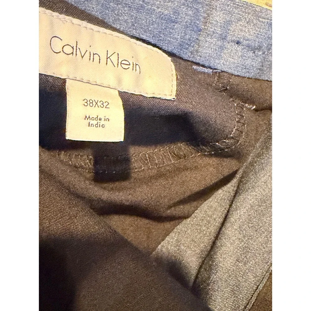 Calvin Klein Mens Slim Fit Pants 38x32 Navy Blue Chino Trousers Lightweight Golf